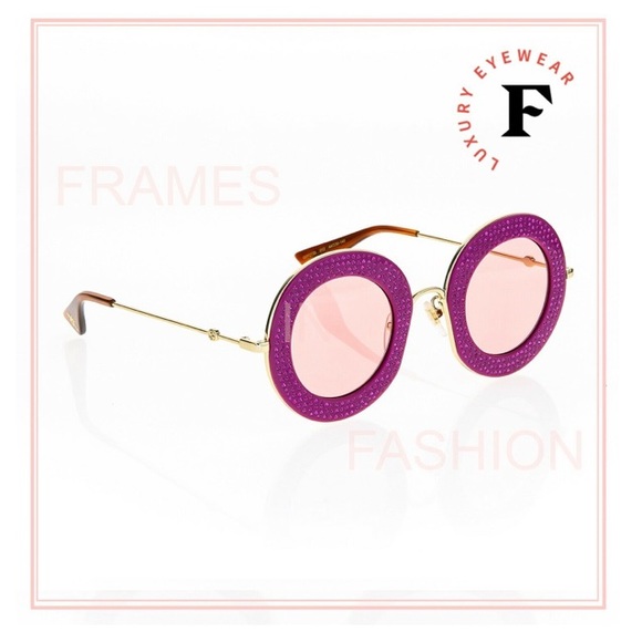 Gucci Pink around Rhinestone Sunglasses - Picture 1 of 7